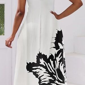 Elegant Black and White Floral Dress